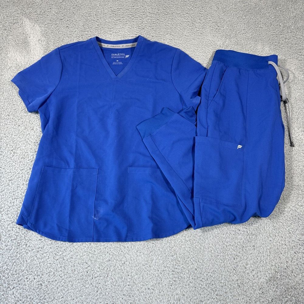 Fabletics Royal Blue Scrub Set Size Medium Women's Joggers Top